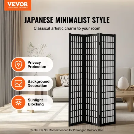 Room Divider, 3 Panel Japanese Room Divider, Wood Folding Privacy Screen Indoor, Japanese Partition Dividers Portable Decoration