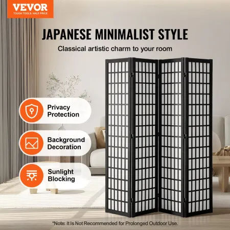 Room divider japansk vægdelere 4 panel skærm til rumskilt