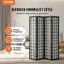 Room Divider, 4 Panel Japanese Room Divider, Wood Folding Privacy Screen Indoor, Japanese Partition Dividers Portable Decoration
