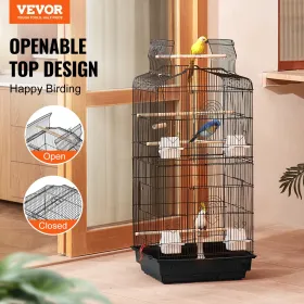 41-inch Open Top Large Parrot Bird Cage, Hanging Bird Cage for Parakeets Finches Canaries Lovebirds Cockatiels Budgies Small Qua