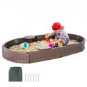 Sandbox with Cover Oval Sand Box HDPE Sand Pit Outdoor Backyard Ages 3-12
