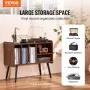 Record Player Stand, Turntable Stand Holds Up to 220 Albums, Vintage Vinyl Record Cabinet with Removable Shelves, Record Player 