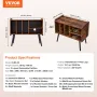 Record Player Stand, Turntable Stand Holds Up to 220 Albums, Vintage Vinyl Record Cabinet with Removable Shelves, Record Player 