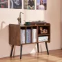 Record Player Stand 2 -lags træpladsstativ med 3 skabe brune