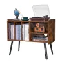 Record Player Stand 2 -lags træpladsstativ med 3 skabe brune