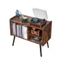 Record Player Stand 2 -lags træpladsstativ med 3 skabe brune