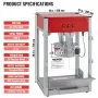 Popcorn Maker, 1440W Popcorn Popper Machine, 12 Oz Kettle Makes 80 Cups per Batch, Countertop Popcorn Maker with Tempered Glass,
