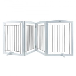 Free Standing Dog Gate 32x96.5 inch Freestanding Pet Gate Foldable White