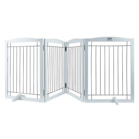 Free Standing Dog Gate 32x96.5 inch Freestanding Pet Gate Foldable White