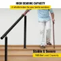 Handrail Outdoor Stairs, 91.4 cm, 86.4 cm Outdoor Handrail Black Outdoor Stair Railing Adjustable from 0 to 60 Degrees Handrail 