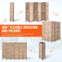 Wood Room Divider, 6 Panel Wood Folding Privacy Screen, 66.9 Inches Tall Indoor Louvered Partition Divider, Portable Decoration 