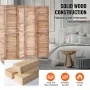 Wood Room Divider, 6 Panel Wood Folding Privacy Screen, 66.9 Inches Tall Indoor Louvered Partition Divider, Portable Decoration 