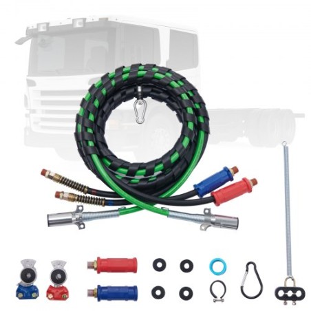 15FT 3-in-1 Semi Truck Air Lines Kit with 2PCS Glad Hands and Handles