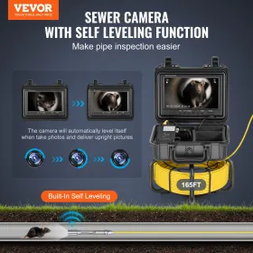 Sewer Camera 165 ft/50m Self-Leveling Drain Camera with 9"  Screen 36X Zoom