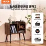 Record Player Stand, Turntable Stand Holds Up to 100 Albums, Vintage Vinyl Record Cabinet with Removable Shelves, Record Player 