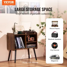 Record Player Stand 2-lags træplade Stand 3 Cabinets Black &