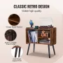Record Player Stand, Turntable Stand Holds Up to 100 Albums, Vintage Vinyl Record Cabinet with Removable Shelves, Record Player 