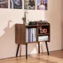 Record Player Stand, Turntable Stand Holds Up to 100 Albums, Vintage Vinyl Record Cabinet with Removable Shelves, Record Player 