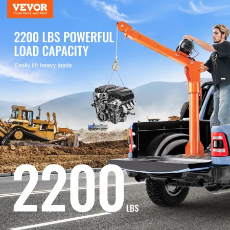 Electric Pickup Truck Crane Hoist Crane 2200 lbs 360â ° Swivel