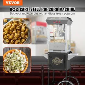 Popcorn Popper Machine med Cart Popcorn Maker 850W 8 oz 48 kopper sort
