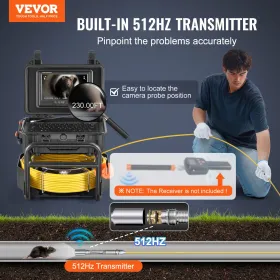 Sewer Camera 230 ft/70m Self-Leveling Drain Camera with 512Hz Transmitter