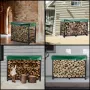 Firewood Log Rack, 2.44 m Firewood Rack Outdoor, Black Firewood Rack Stand, Steel Outdoor Wood Rack, Firewood Log Holder with Lo