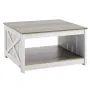 31.5" Farmhouse Coffee Table, Square Coffee Table with Open Storage Compartment, Wooden Rustic Cocktail Table for Living Room, B
