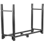 Firewood Log Rack, 2.44 m Firewood Rack Outdoor, Black Firewood Rack Stand, Steel Outdoor Wood Rack, Firewood Log Holder with Lo