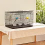 Bird Cage, 18 in, Small Parakeet Cage with Divider, Sturdy Metal Bird Flight Cage, Travel Birdcage with 5 Perches & 4 Feeding Cu