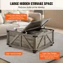 36" Farmhouse Coffee Table, Hinged Square Coffee Table with Large Storage Compartment, Wooden Rustic Cocktail Table for Living R