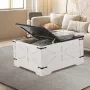 31.5" Farmhouse Coffee Table, Hinged Square Coffee Table with Large Storage Compartment, Wooden Rustic Cocktail Table for Living