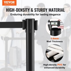 Crowd Control Stanchions, 6-Pack Crowd Control Barriers with 3PCS 6.5FT Black Retractable Belts, Plastic Stanchion Queue Post,