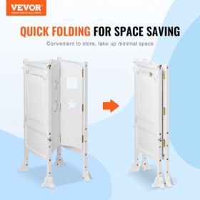 Foldable Tower Step Stool for Toddler 3-Level Height 125LBS Loading White