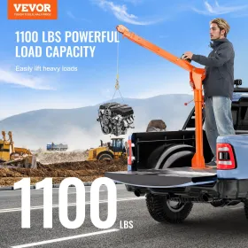 Electric Pickup Truck Crane Hoist Crane 1100 lbs 360Â° Swivel Hoist Lift