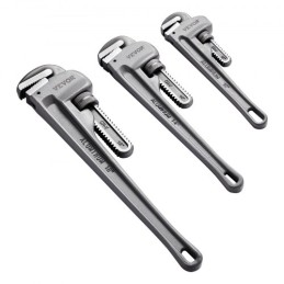 3PCS Aluminum Straight Pipe Wrench Set 10/14/18 in Plumbing Wrench CRV Jaw