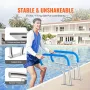 Pool Handrail, 32 x 23 inch Pool Railing, Stainless Steel with Base Plate for Indoor/Outdoor Pools,Swimming Pool Safety Railing 