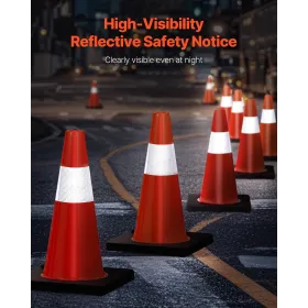 Safety Cones Traffic Cones 18" Orange Reflective Collars Road Cones 5PCs