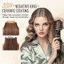 Rotating Hair Dryer Brush, Ionic Hot Air Styling Brush Set with 3 Ceramic Coated Head (1.6", 2", 2"), 4 in 1 Hair Dryer Styler a