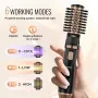 Rotating Hair Dryer Brush, Ionic Hot Air Styling Brush Set with 3 Ceramic Coated Head (1.6", 2", 2"), 4 in 1 Hair Dryer Styler a