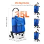Stair Climber Trolley Dolly, 36L Folding Shopping Cart, Grocery Cart Trolley Laundry Stair Climbing Handcart with 6 Wheels & Oxf