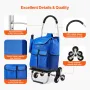 Stair Climber Trolley Dolly, 36L Folding Shopping Cart, Grocery Cart Trolley Laundry Stair Climbing Handcart with 6 Wheels & Oxf