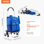Stair Climber Trolley Dolly, 36L Folding Shopping Cart, Grocery Cart Trolley Laundry Stair Climbing Handcart with 6 Wheels & Oxf