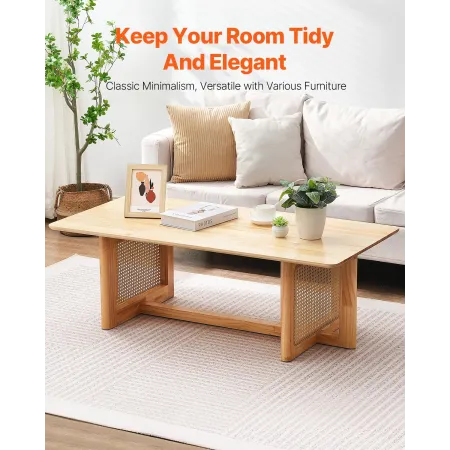 Rattan sofabord rektangel rotting sofabord 1-niveau til stue
