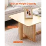 Rattan Coffee Table, Rectangle Rattan Woven Wood Coffee Table with Rubber Wood Top, 47-Inch Modern Boho Storage Coffee Table wit