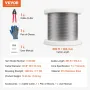Wire Rope Kit, 1/8" 600 ft 316 Stainless Steel Cable with Cutter and Gloves, 1600 lbs Breaking Strength, 7x7 Strands Constructio