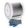 Wire Rope, 1/4" 250 ft Zinc Galvanized Carbon Steel Cable with Gloves, 7000 lbs Breaking Strength, 7 x 19 Strands Construction M