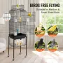 Large Bird Cage, 62 in, Open Top Parakeet Cage with Rolling Stand, Steel Bird Flight Cage with Removable Tray, Budgie Birdcage w