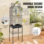 Large Bird Cage, 62 in, Open Top Parakeet Cage with Rolling Stand, Steel Bird Flight Cage with Removable Tray, Budgie Birdcage w