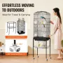 Large Bird Cage, 62 in, Open Top Parakeet Cage with Rolling Stand, Steel Bird Flight Cage with Removable Tray, Budgie Birdcage w