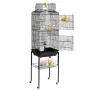 Large Bird Cage, 62 in, Open Top Parakeet Cage with Rolling Stand, Steel Bird Flight Cage with Removable Tray, Budgie Birdcage w